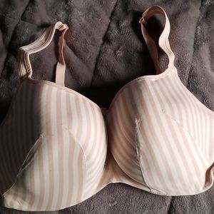 Pink and white striped bra